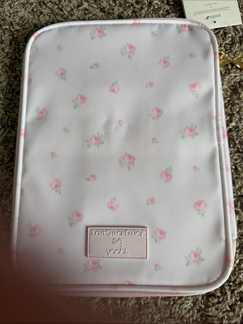 Love Shack Fancy Yoobi tech organizer pink floral Gold Bow Accent - Picture 4 of 4